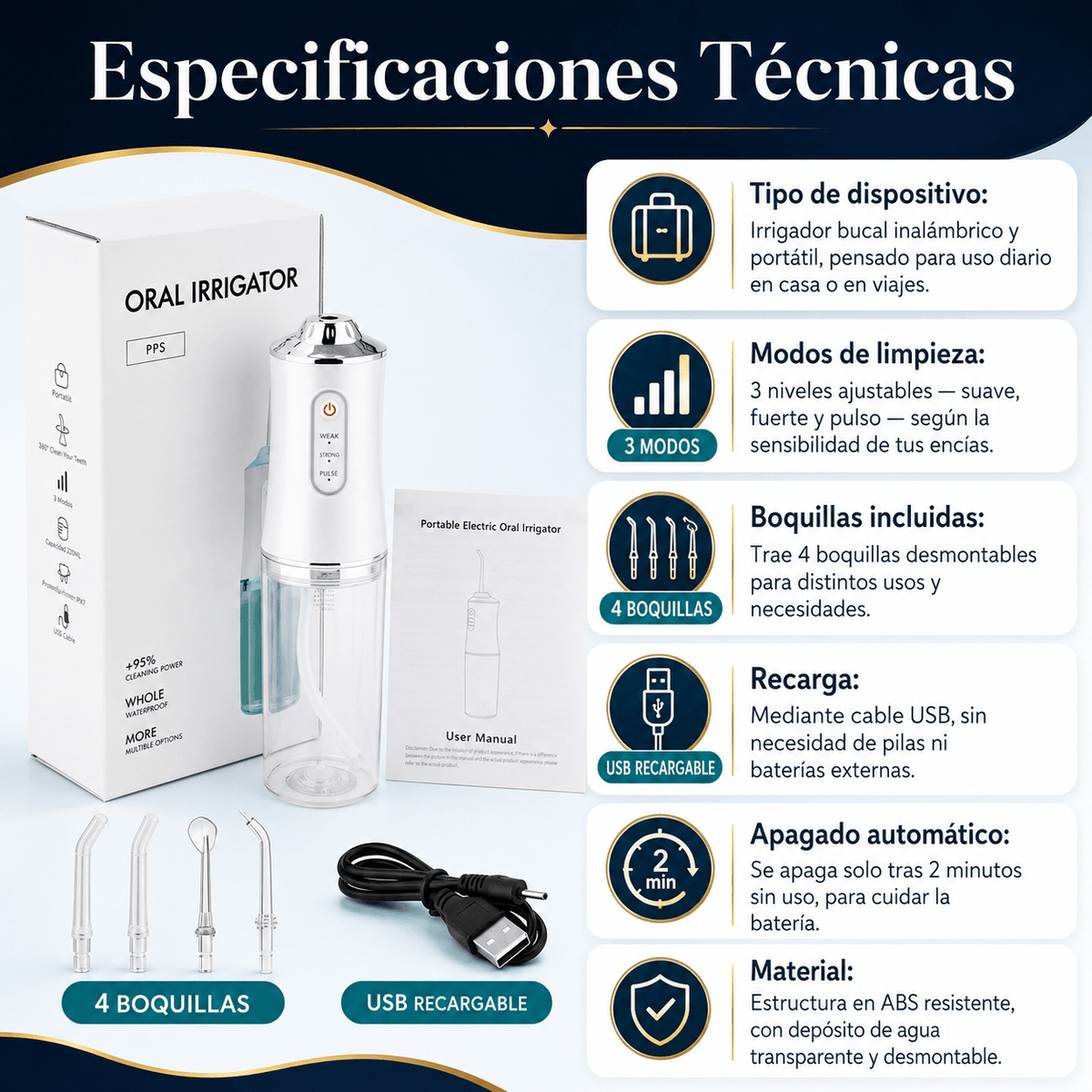 Irrigador Bucal Inalámbrico Promo 2X1