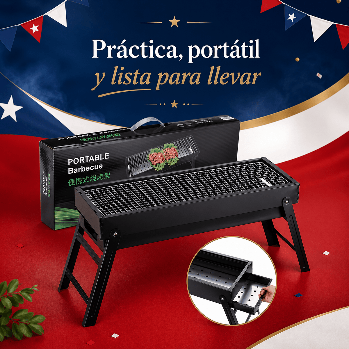 Parrillera a Carbón Portátil Promo 2x1