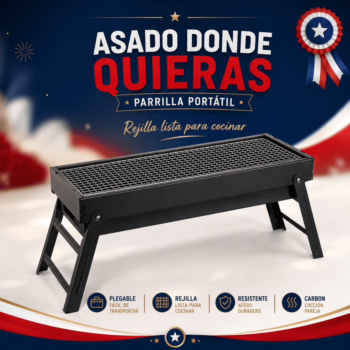Parrillera a Carbón Portátil Promo 2x1