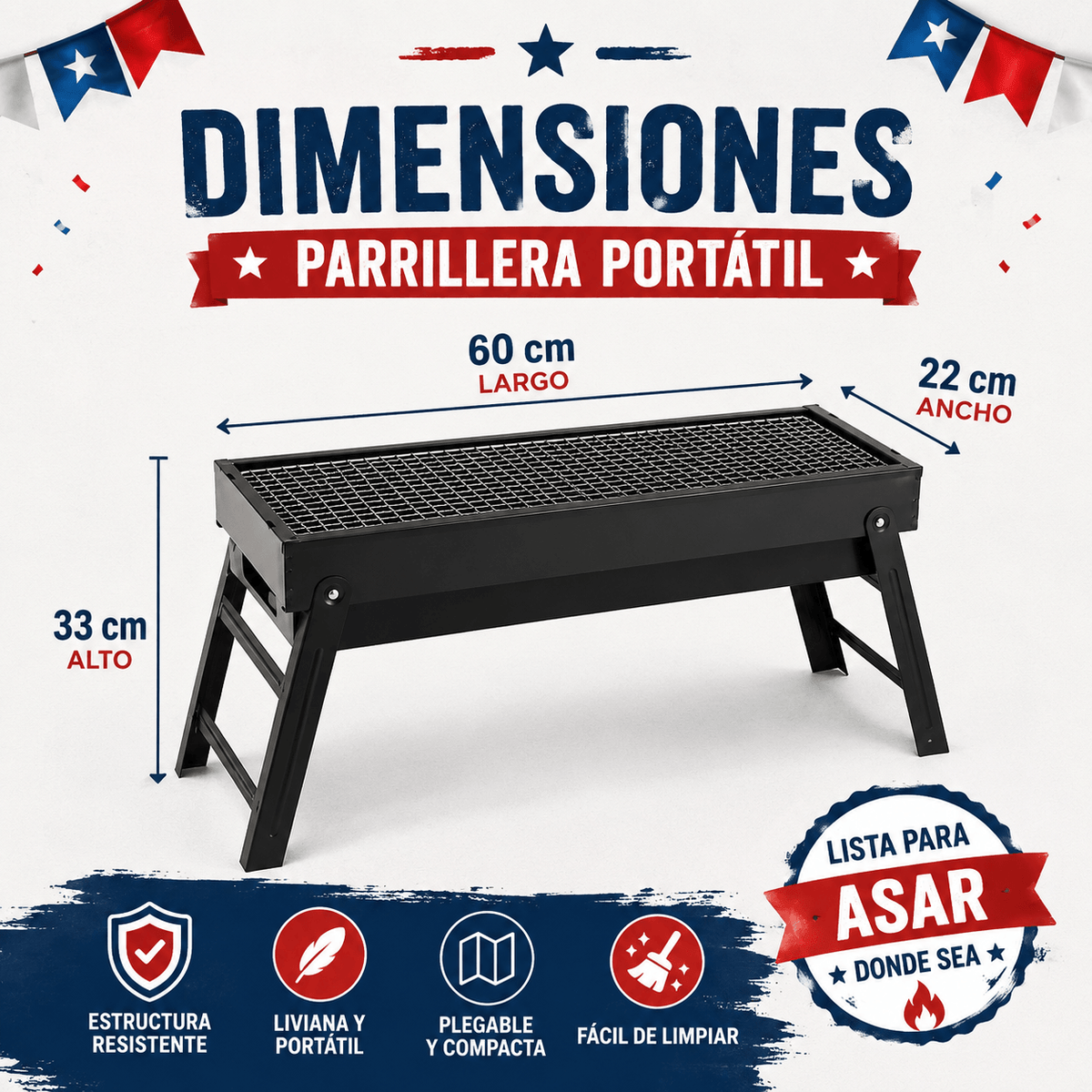 Parrillera a Carbón Portátil Promo 2x1