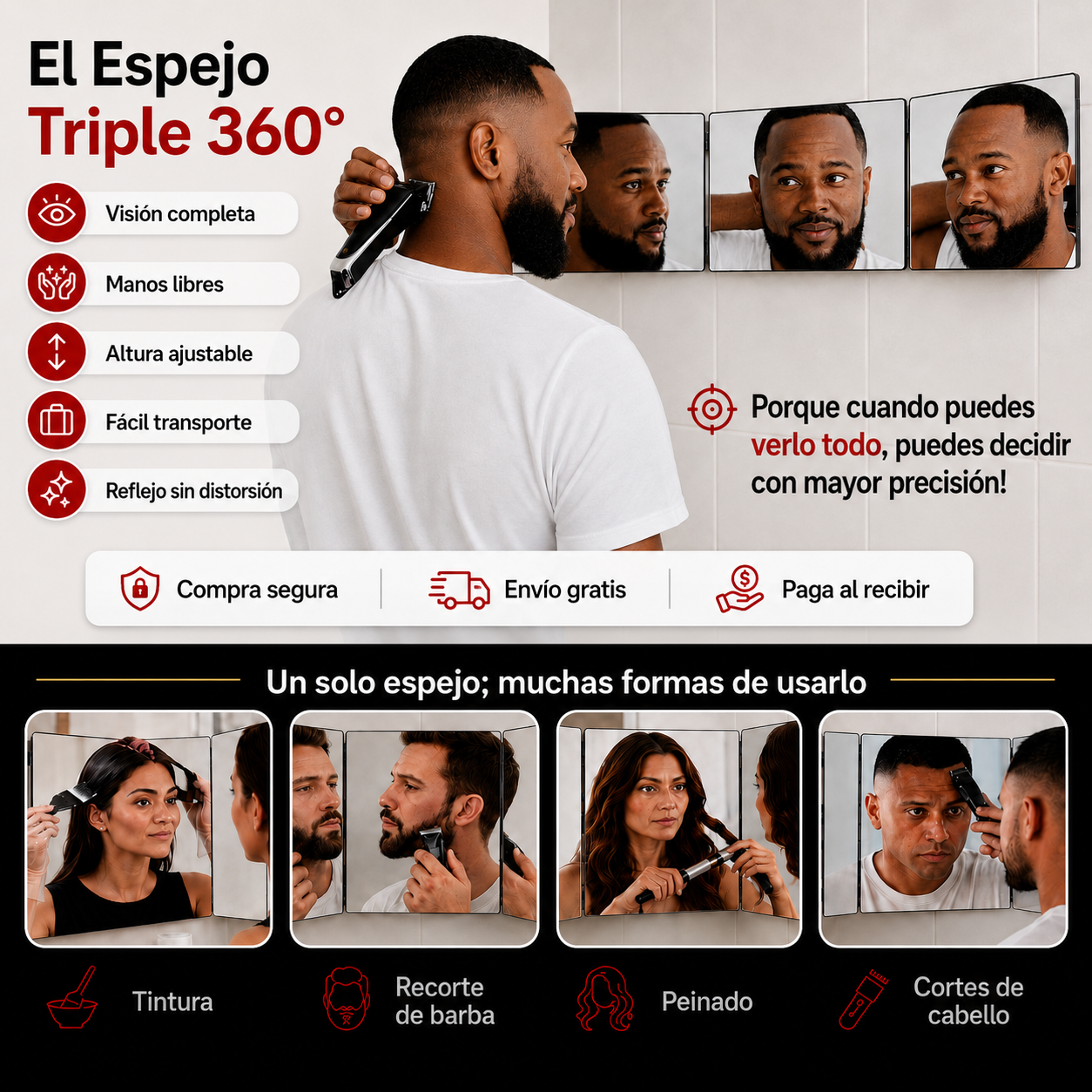 Espejo Triple 360