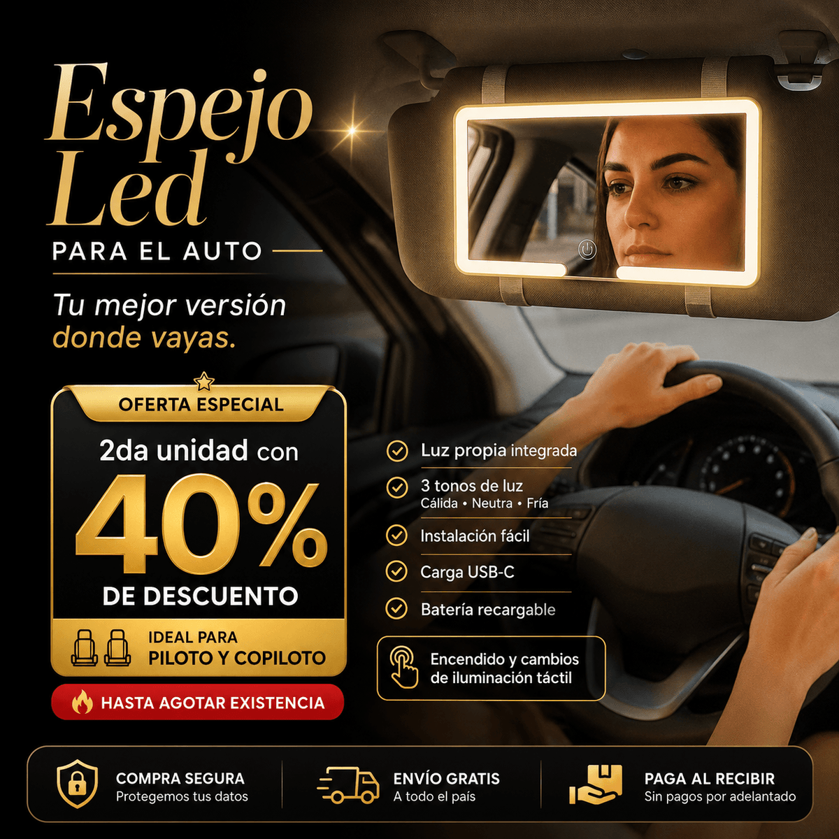 Espejo Led para el Auto