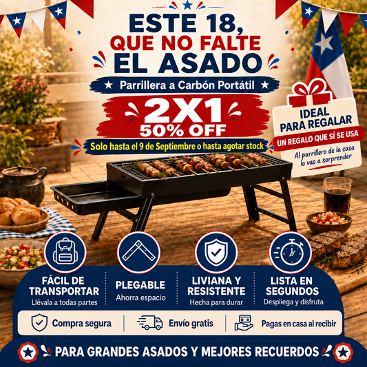 Parrillera a Carbón Portátil Promo 2x1
